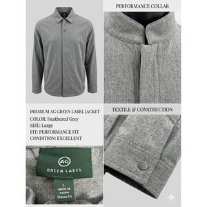 AG Green Label Adriano Goldschmied Performance Jacket Men's L Heathered Grey